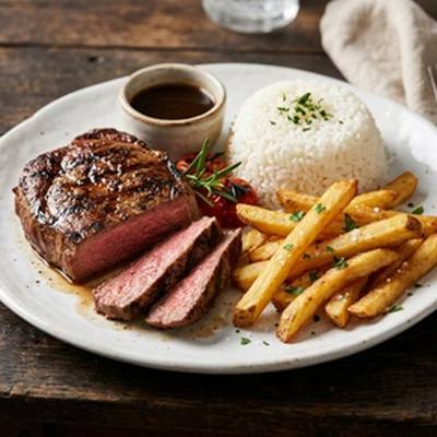 Filé grelhado com fritas